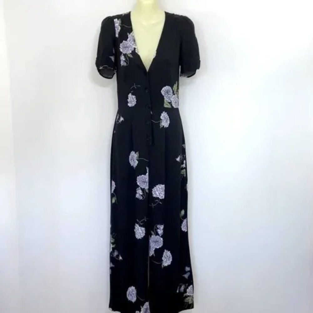 Reformation Jumpsuit “France Regalia” Floral on Black Nwot Sz 6
